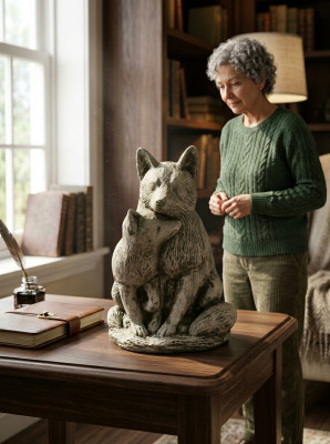 Garten Deko Katze Statue Skulptur Figuren Skulpturen Designer Figur