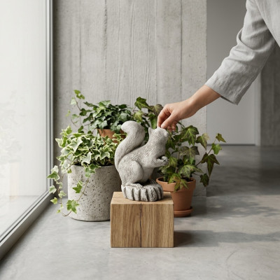 Garten Dekoration Eichhörnchen Deko Terrasse Stein Figuren Figur Statue