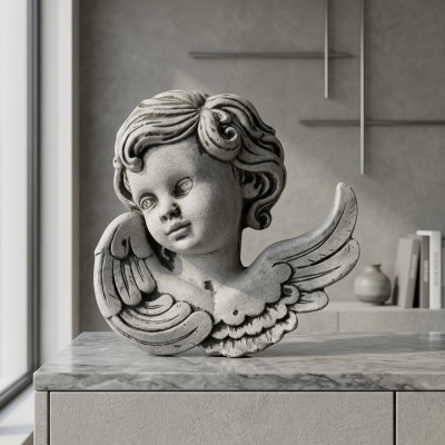 Grabschmuck Grab Stein Dekoration Engel Figur Skulptur Natur Weiß Gott