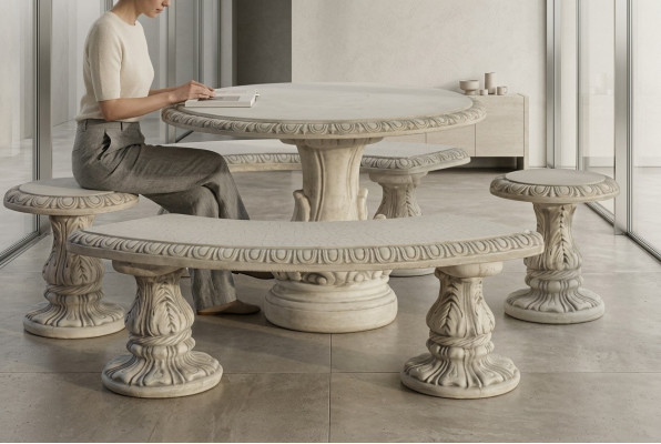 Stein Tisch Terrasse Garten Deko Möbel Edles Antik Stil Design Tische