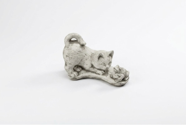 Garten Dekoration Katze Statue Skulptur Figuren Weiß Skulpturen Design