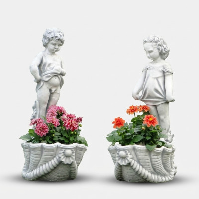 Figur Blumenkübel Pflanz Kübel Dekoration Blumentöpfe Figur Dekor Garten