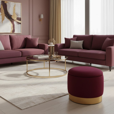 Pouf Fußhocker Rund Hocker Polsterhocker Sitzhocker Badhocker Hocker Truhe Bank