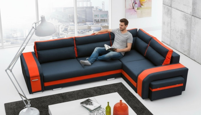 Ecksofa Wohnzimmer Schlaf Sofa Couchen Couch Garnitur L Form Stoff