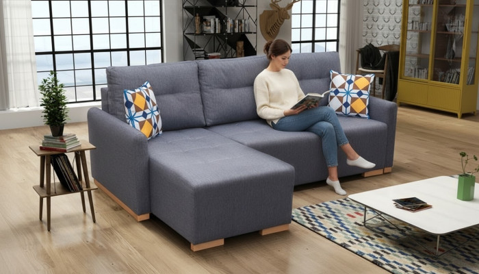Sofa Designer Schlafsofa Sofa mit Bettfunktion - Bettkasten Couch Ecksofa