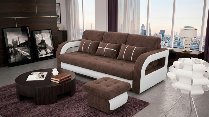 Sofa Couch Polster Sofas Couchen Schlafsofa Bettfunktion 3 Sitzer + Hocker Neu