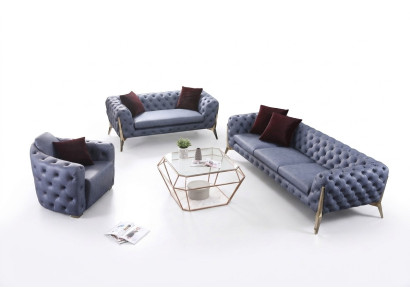Luxus Hochwertige Sofa Couch Polster Sitz 3+2+1 Garnitur Chesterfield Garnituren