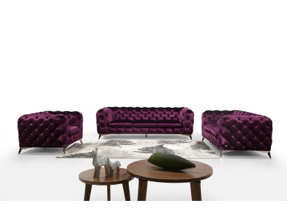 Luxus Hochwertige Sofa Couch Polster Sitz 3+2 Garnitur Chesterfield Garnituren