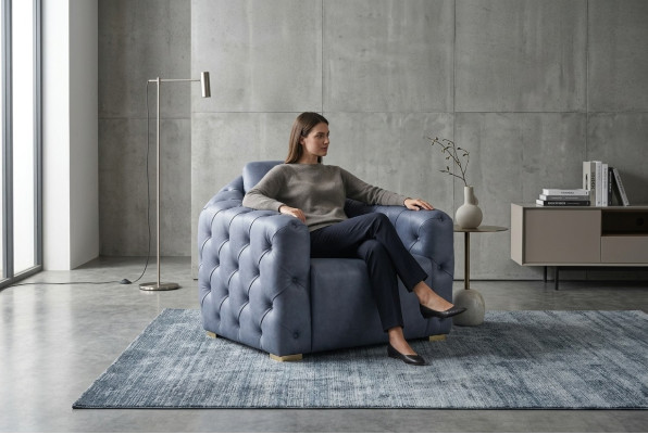 Sessel Couch Polster Designer Textil 1 Sitzer Polster Chesterfield Sitz Couchen