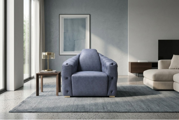 Sessel Couch Polster Designer Textil 1 Sitzer Polster Chesterfield Sitz Couchen