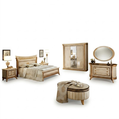 arredoclassic™ Schlafzimmer Set Melodia Barock Rokoko Bett Nachttisch 6tlg.