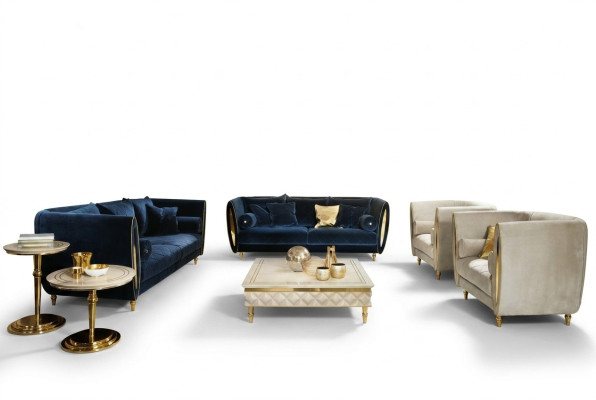 Sofagarnitur Sofa Couch 3 + 3 Wohnzimmer Designer Barock Möbel Classisch