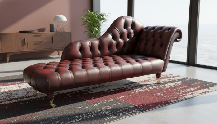 Lounge Club Chesterfield Sofa Liege 2 Sitzer Polster Liegen Chaiselongues Leder