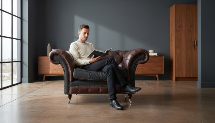 Sessel 1 Sitzer Relax Polster Fernseh Chesterfield Textil Sofa Couchen Leder Neu