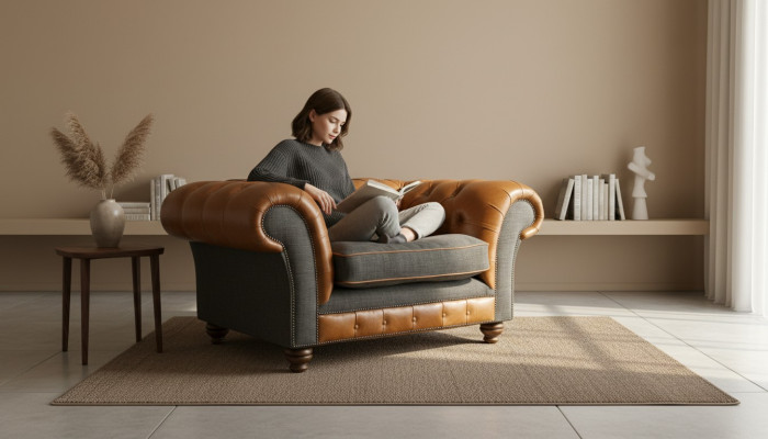 New Luxuriöse Polster Luxus Class Klassische Chesterfield-Sessel 1 Sitzer Weiche