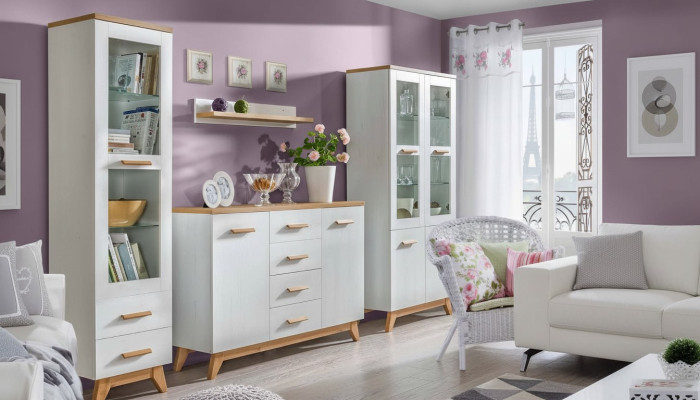 Wohnzimmer Set Vitrine Kommode Wandregal Wohnwände Kommoden