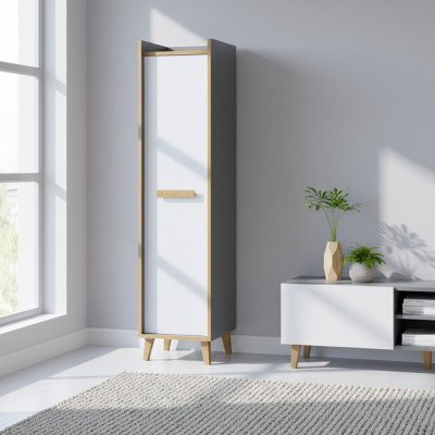 Hochschrank 1 türiger Mehrzweck Schrank Schubladen Wohnzimmer Regal
