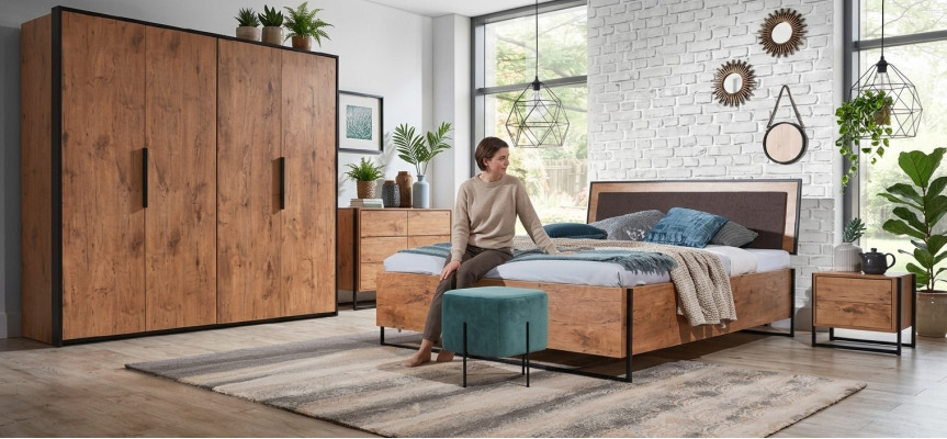 Komplettes Schlafzimmer Set Betten Kleiderschrank Bett Kommode Nachttisch Neu!