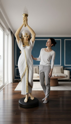 Design Stehleuchte Ägptische Frau Figur Steh Lampe Leuchten Steh Lampen Figur