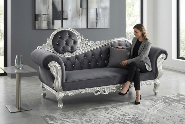 Thron Sessel Königlicher Polster Chesterfield Samt 2 Sitzer Antik Stil Stühle