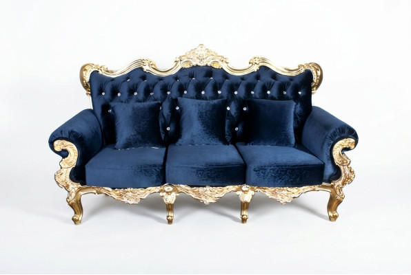 Thron Sofa Königlicher Polster Chesterfield Samt 3 Sitzer Antik Stil Sofas Neu