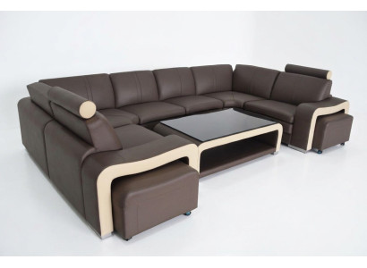 Leder Eck Sofa Couch Polster Garnitur Sitz Wohn Landschaft Modern