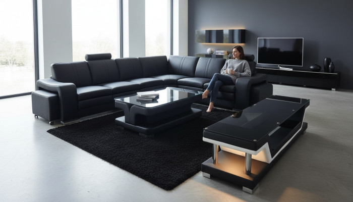 Leder Couch Wohnlandschaft Eck Garnitur Design Sofa L-Form A1109B Sofas Couchen