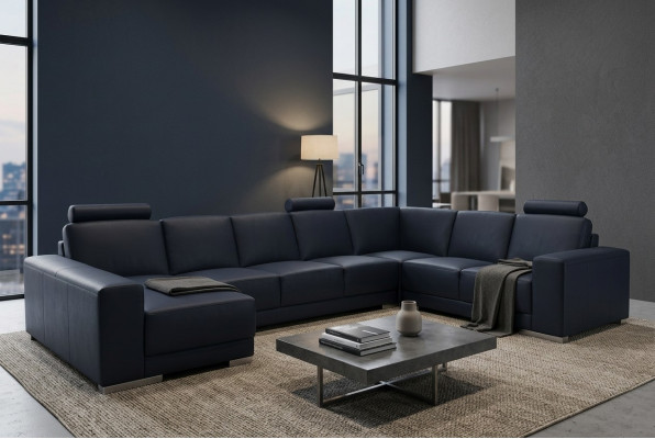 Ledersofa Couch Wohnlandschaft Ecksofa Garnitur Design Modern Sofa U-Form