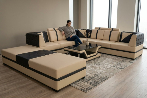 Leder Eck Sofa Couch Polster Sitz Wohn Landschaft Modern Design Möbel