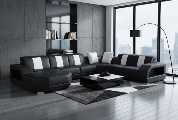 Leder Sofa Couch Wohnlandschaft Eck Garnitur Design Modern Couch