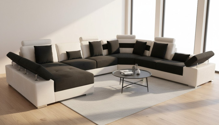 Ledersofa Couch Wohnlandschaft Eck Garnitur Design Modern Sofa U-Form K5014 Neu