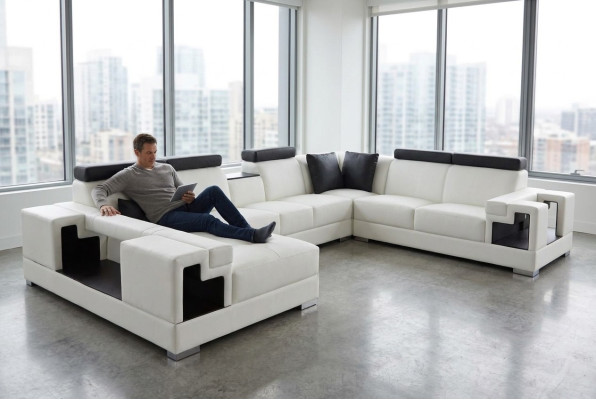 Ledersofa Eck Sofa Couch Wohnlandschaft Sofas Couchen Garnitur Design Modern Neu