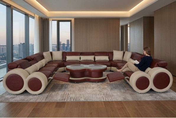 Ledersofa Couch Wohnlandschaft Garnitur Design Modern Ecke Sofa