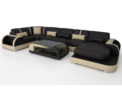 Leder Couch Polster Sitz Eck Garnitur Moderne Design Wohnlandschaft U Form Sofas
