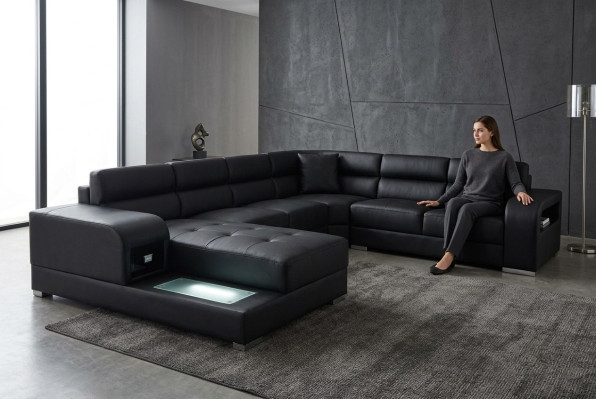Ledersofa Couch Wohnlandschaft Garnitur Design Modern Ecke Sofa U-Form G8029