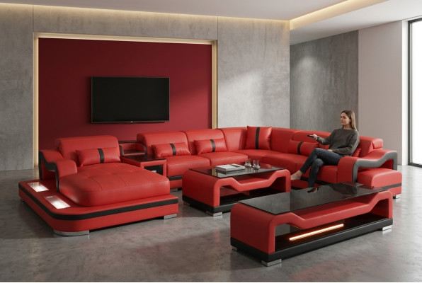 Leder Sofa Couch Polster Komplett Set Garnitur Wohnlandschaft Couchen Sofas