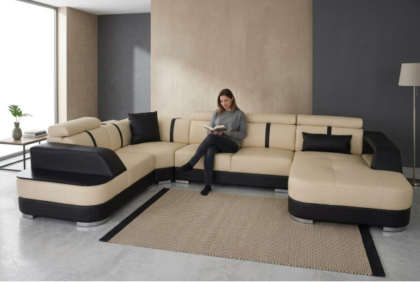 Eck Sofa Couch Polster Ecke Garnitur Leder Sofa Couchen Wohnlandschaft U Form