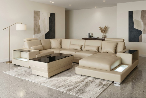 Leder Sofa Couch Polster Eck Designer Garnitur Wohnlandschaft Garnituren Eck Neu