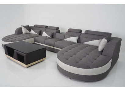 Eck Sofa Polster Couch Sitz Garnitur Moderne U Form Wohnlandschaft Ecke Leder