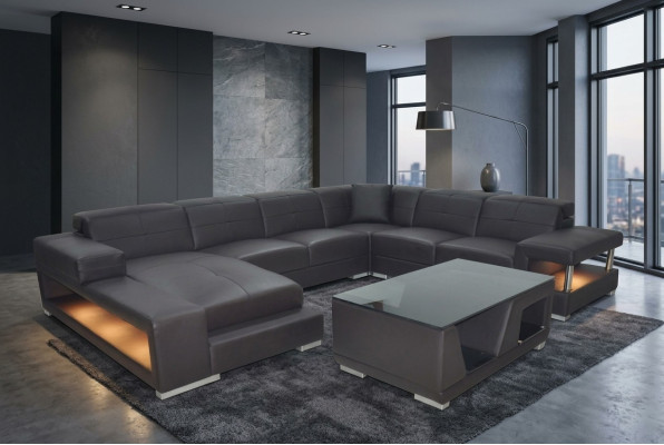 Sofa Garnitur Polster Sitz Set Ecksofa Couchtisch Sofa Leder Couchen Neu G8017