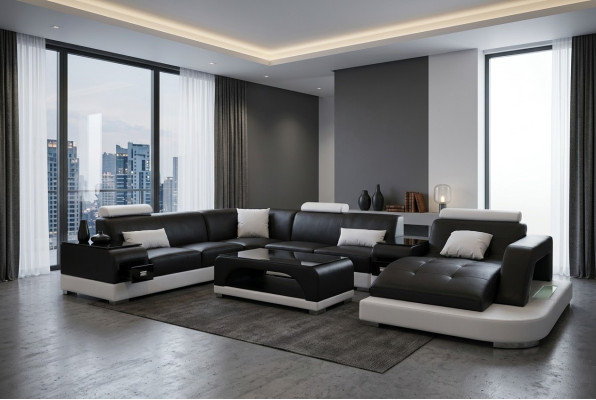 Leder Eck Sofa Eck Wohnlandschaft Garnitur Design Modern Couch Sofas UForm G8009