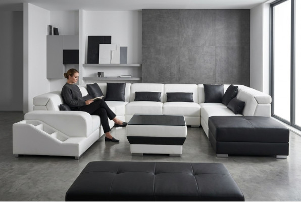 Leder Eck Sofa Eck Wohnlandschaft Garnitur Design Modern Couch UForm G8008 Sofas