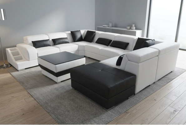 Leder Eck Sofa Eck Wohnlandschaft Garnitur Design Modern Couch UForm G8008 Sofas