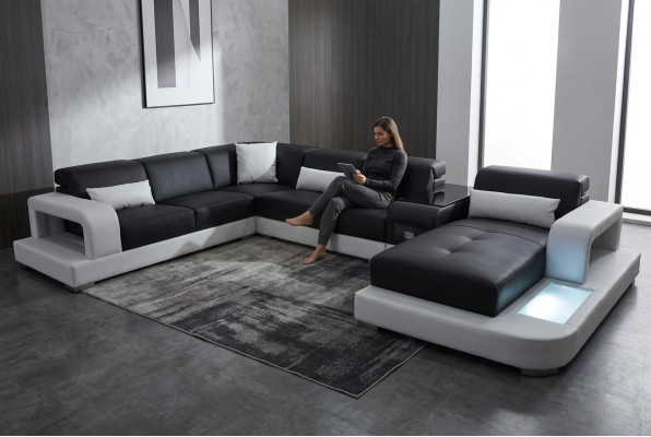 Leder Eck Sofa Eck Wohnlandschaft Garnitur Design Modern Couch Sofas UForm G8006