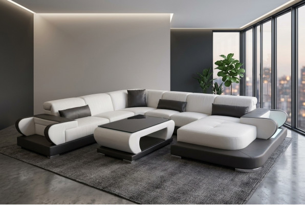 Wohn Couch Leder Sofa Landschaft Polster Garnitur Eck Sofas Sitz Garnituren Neu