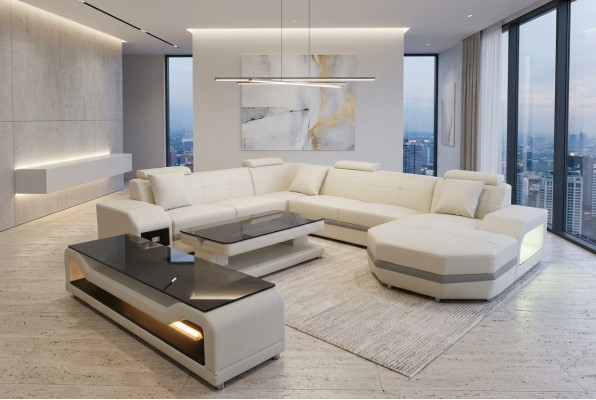 Leder Eck Sofa Polster Couchen Wohnlandschaft Luxus Garnitur Ecke Sofas Couch