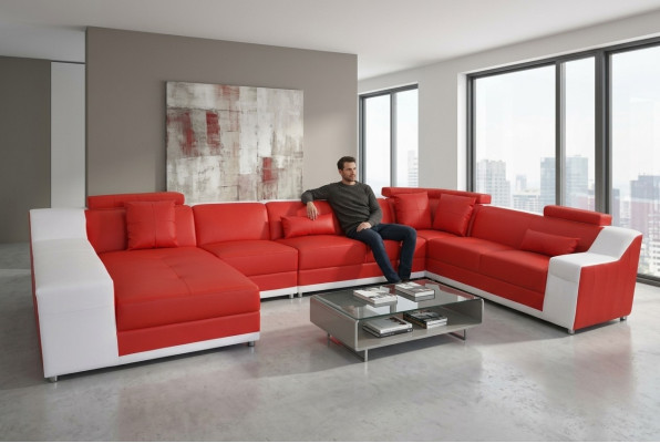 Wohn Leder Landschaft Sofa Couch Polster Garnitur Eck Sofas Sitz Garnituren Neu