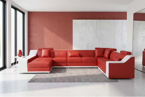 Wohn Leder Landschaft Sofa Couch Polster Garnitur Eck Sofas Sitz Garnituren Neu