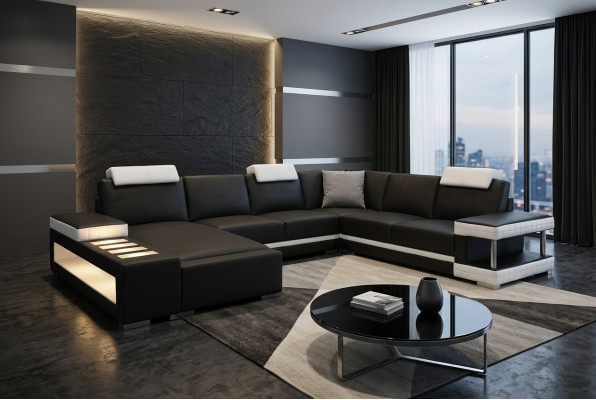 Designer Leder Polster Ecke Sofa Polster Eck Landschaft Zimmer Big Leder