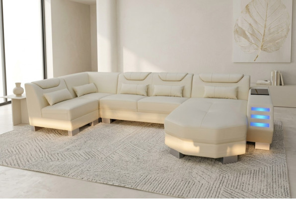 Designer Couch Eck Leder Polster Ecke Sofa Polster Landschaft Zimmer Leder Sitz